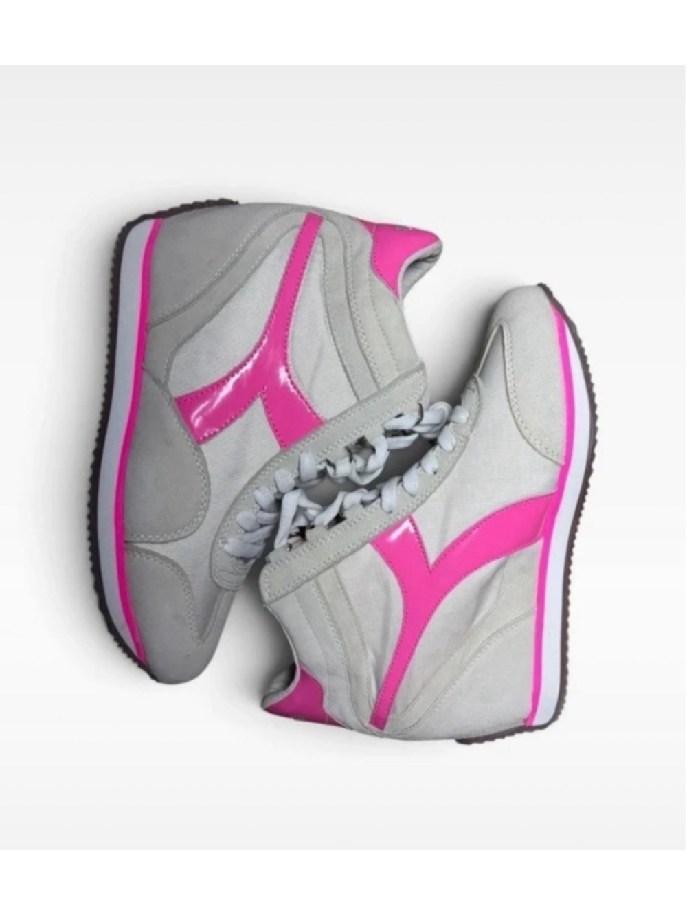 Women's Diadora Wedge Retro Sneakers White and Pink Size 7.5